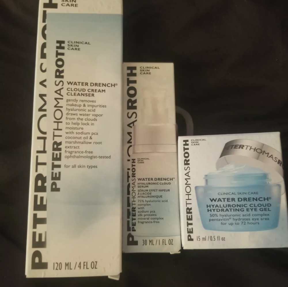 (Lot of 3) Peter Thomas Roth Water Drench Cloud Cleanser Serum Eye Cream Bundle